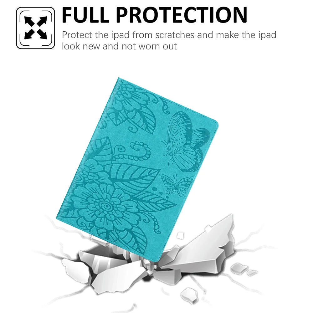 Leather Tablet Protective Shell with Pattern Imprinting for iPad 9.7-inch (2017)/(2018)/Air (2013)/Air 2/Pro 9.7 inch (2016) - Green - 2