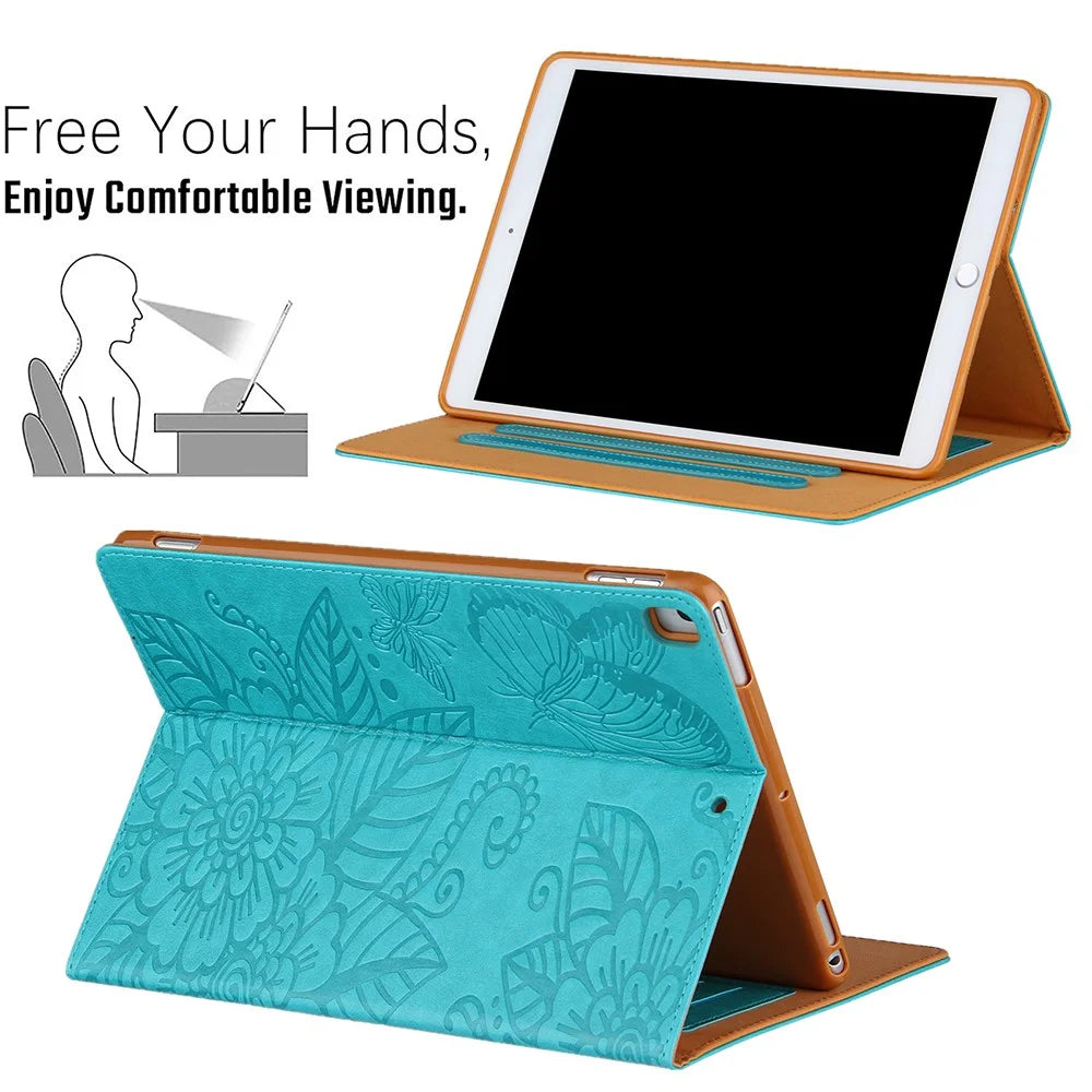 Leather Tablet Protective Shell with Pattern Imprinting for iPad 9.7-inch (2017)/(2018)/Air (2013)/Air 2/Pro 9.7 inch (2016) - Green - 4