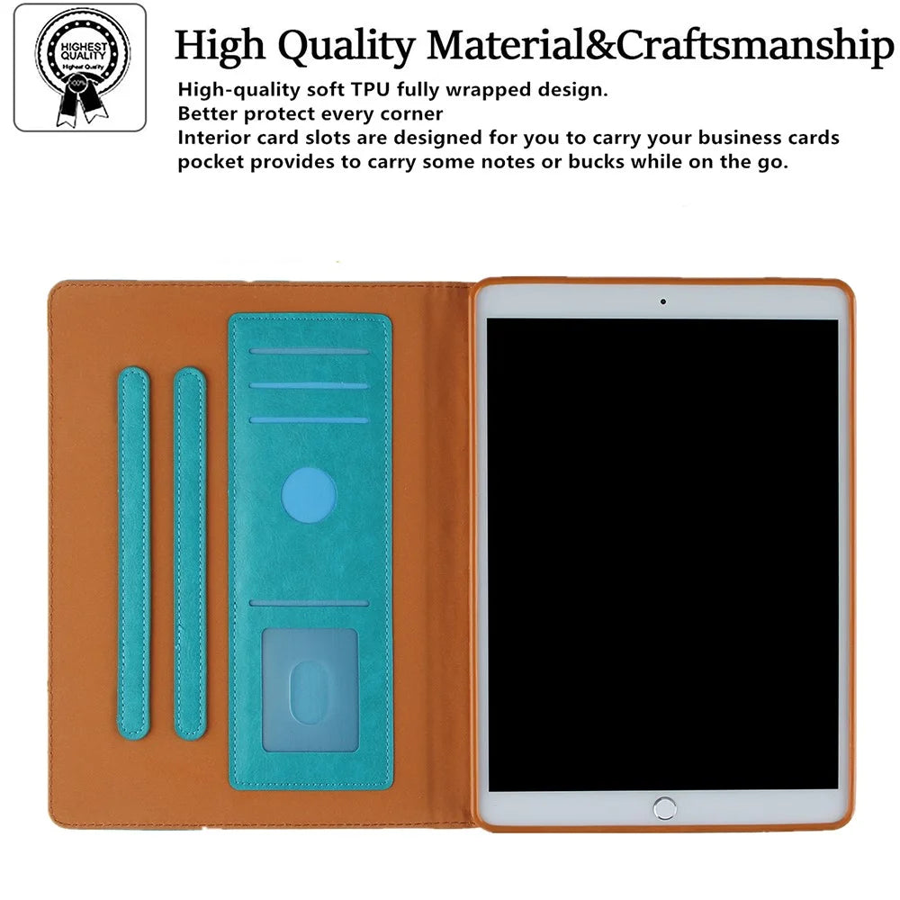 Leather Tablet Protective Shell with Pattern Imprinting for iPad 9.7-inch (2017)/(2018)/Air (2013)/Air 2/Pro 9.7 inch (2016) - Green - 5