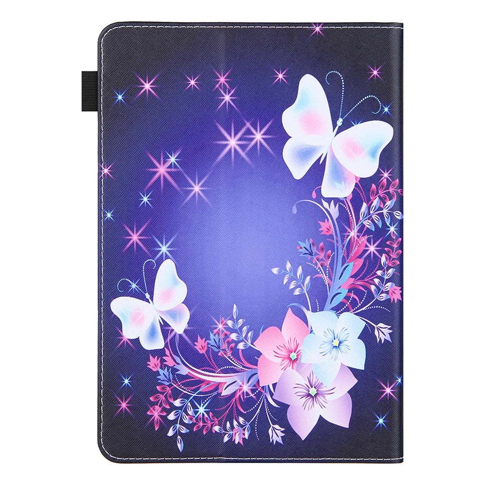Pattern Printing Cross Texture Universal Leather Tablet Case for 7-inch Tablets - Butterfly and Flower - 6