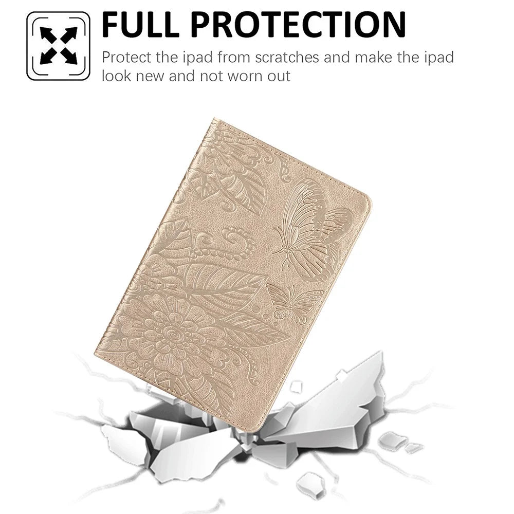 Pattern Imprinting Full Protection Leather Tablet Protective Shell for iPad Mini 1/2/3/4/(2019) 7.9 inch - Gold - 2