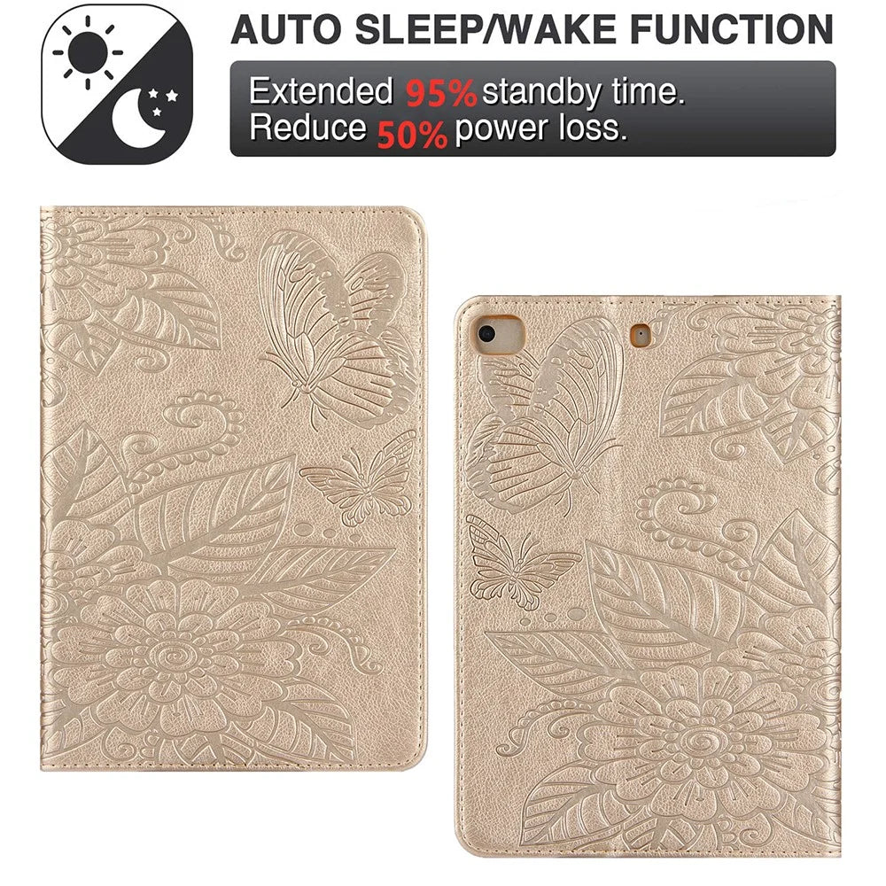 Pattern Imprinting Full Protection Leather Tablet Protective Shell for iPad Mini 1/2/3/4/(2019) 7.9 inch - Gold - 3