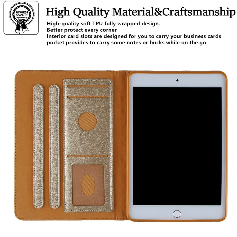 Pattern Imprinting Full Protection Leather Tablet Protective Shell for iPad Mini 1/2/3/4/(2019) 7.9 inch - Gold - 5