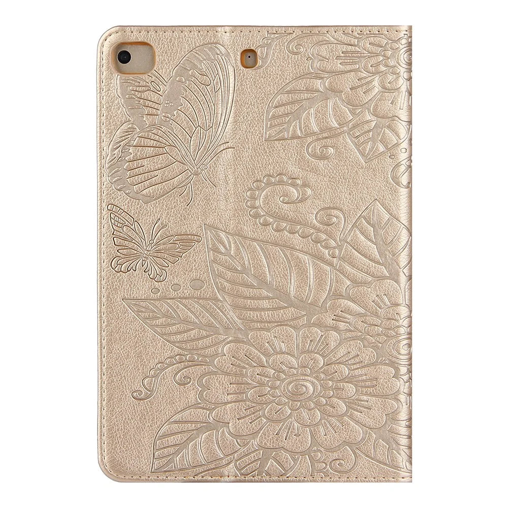 Pattern Imprinting Full Protection Leather Tablet Protective Shell for iPad Mini 1/2/3/4/(2019) 7.9 inch - Gold - 7