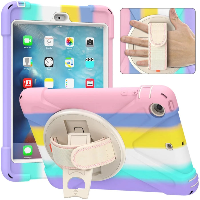 PC + Silicone Well-Protected Shock-Proof Tablet Cover with Rotary Kickstand for iPad Mini 1/2/3 - Pink - 1