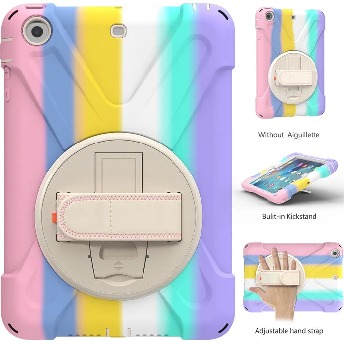 PC + Silicone Well-Protected Shock-Proof Tablet Cover with Rotary Kickstand for iPad Mini 1/2/3 - Pink - 2