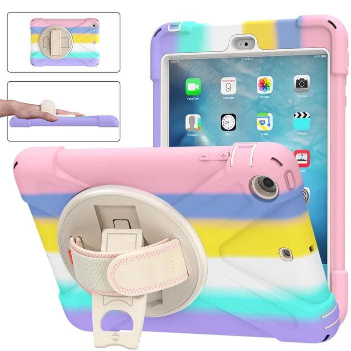 PC + Silicone Well-Protected Shock-Proof Tablet Cover with Rotary Kickstand for iPad Mini 1/2/3 - Pink - 3