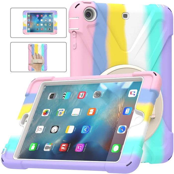 PC + Silicone Well-Protected Shock-Proof Tablet Cover with Rotary Kickstand for iPad Mini 1/2/3 - Pink - 4
