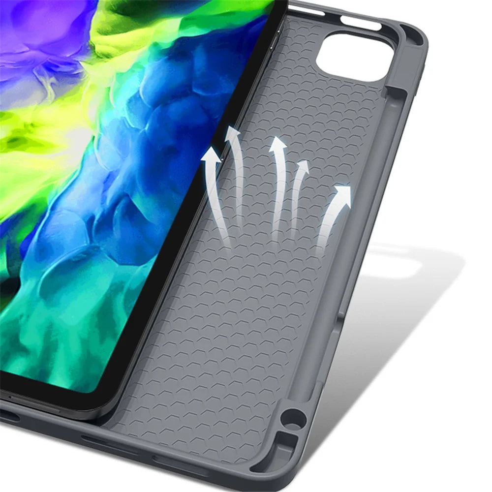 MUTURAL King Kong Series Leather Tablet Case Stand Cover with Pen Slot for iPad Pro 12.9 (2022 / 2021 / 2020 / 2018) - Blackish Green - 3