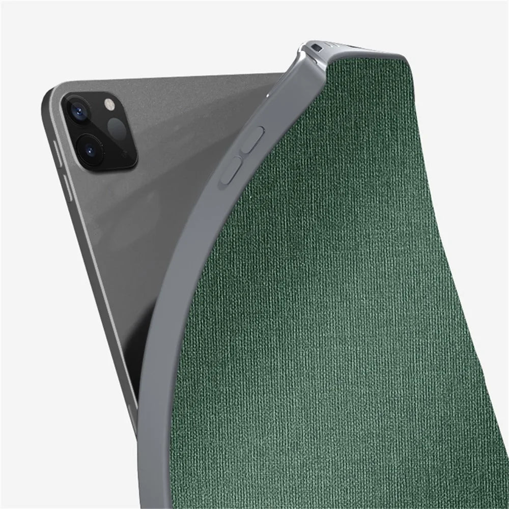 MUTURAL King Kong Series Leather Tablet Case Stand Cover with Pen Slot for iPad Pro 12.9 (2022 / 2021 / 2020 / 2018) - Blackish Green - 5