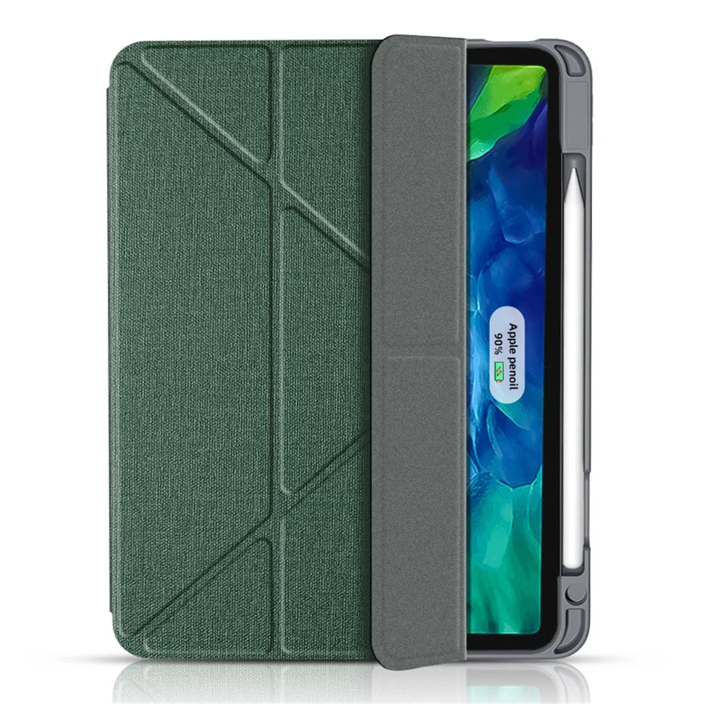 MUTURAL King Kong Series Leather Tablet Case Stand Cover with Pen Slot for iPad Pro 12.9 (2022 / 2021 / 2020 / 2018) - Blackish Green - 7