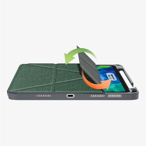 MUTURAL King Kong Series Leather Auto Wake Sleep Case Stand with Pen Holder for iPad Pro 11-inch (2021 / 2020 / 2022) - Blackish Green - 2