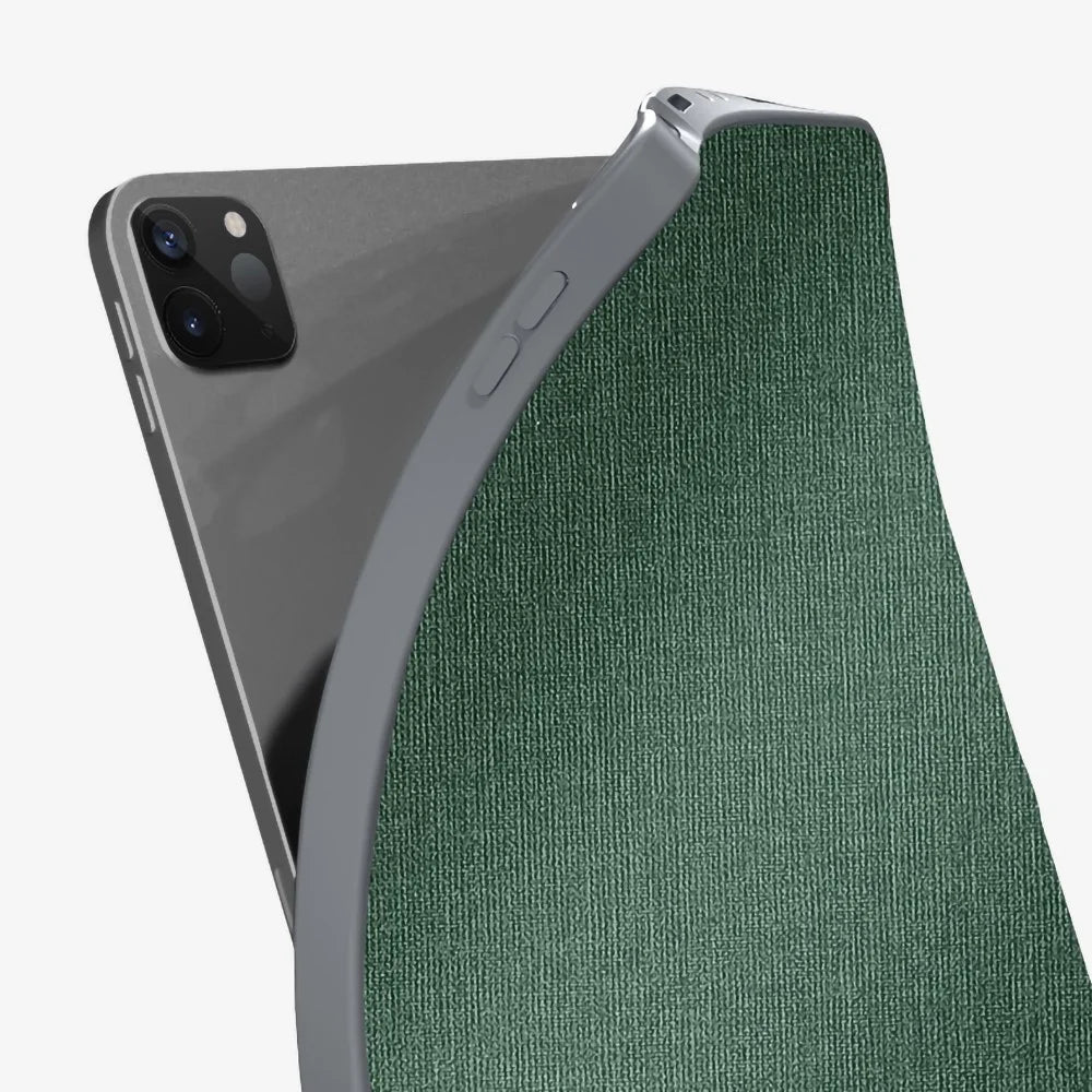 MUTURAL King Kong Series Leather Auto Wake Sleep Case Stand with Pen Holder for iPad Pro 11-inch (2021 / 2020 / 2022) - Blackish Green - 3