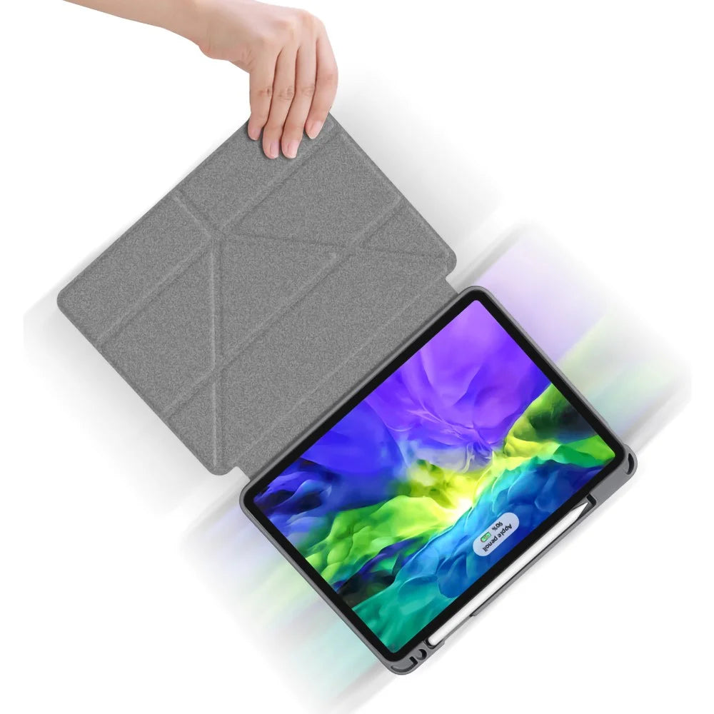 MUTURAL King Kong Series Leather Auto Wake Sleep Case Stand with Pen Holder for iPad Pro 11-inch (2021 / 2020 / 2022) - Blackish Green - 4