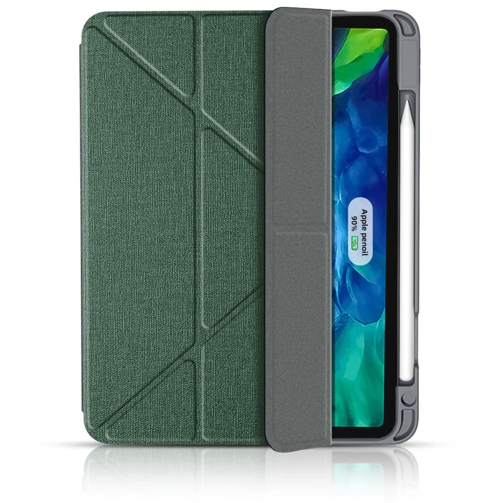 MUTURAL King Kong Series Leather Auto Wake Sleep Case Stand with Pen Holder for iPad Pro 11-inch (2021 / 2020 / 2022) - Blackish Green - 5