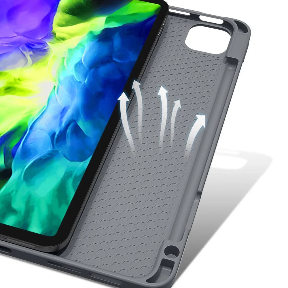 MUTURAL King Kong Series Leather Auto Wake Sleep Case Stand with Pen Holder for iPad Pro 11-inch (2021 / 2020 / 2022) - Blackish Green - 6