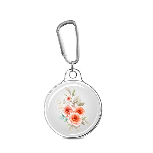 Pattern Printing Soft TPU Protective Case Sleeve Skin Cover with Key Ring for Apple AirTag Tracker - Camellia - 1