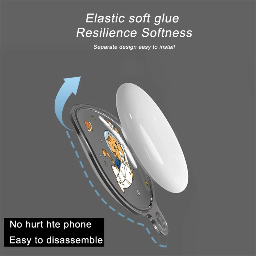 Pattern Printing Soft TPU Protective Case Sleeve Skin Cover with Key Ring for Apple AirTag Tracker - Camellia - 3