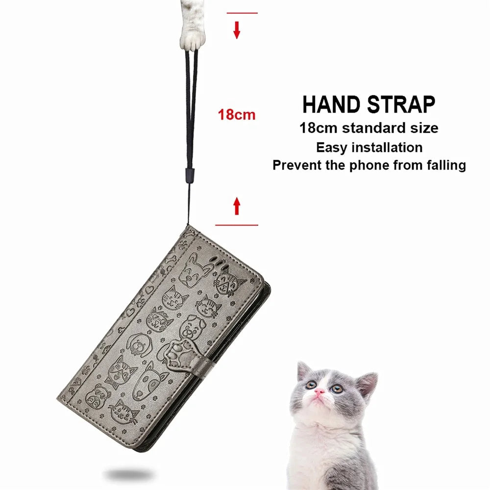 Magnetic Leather Stand Case with Imprinting Cat Dog Pattern for iPhone 7 4.7 inch/8 4.7 inch/SE (2020)/SE (2022)/6 - Grey - 5