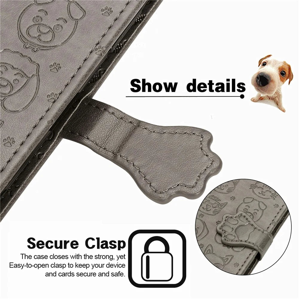 Magnetic Leather Stand Case with Imprinting Cat Dog Pattern for iPhone 7 4.7 inch/8 4.7 inch/SE (2020)/SE (2022)/6 - Grey - 6