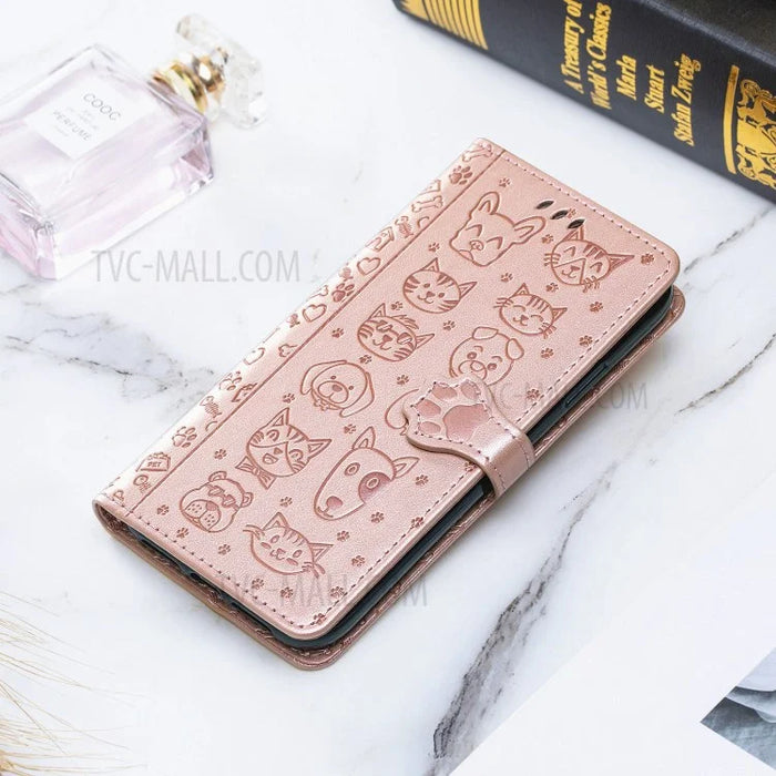Imprinting Cat Dog Pattern Design Magnetic Leather Stand Case for iPhone 11 6.1-inch - Rose Gold - 2