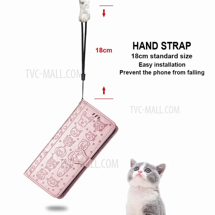 Imprinting Cat Dog Pattern Design Magnetic Leather Stand Case for iPhone 11 6.1-inch - Rose Gold - 4