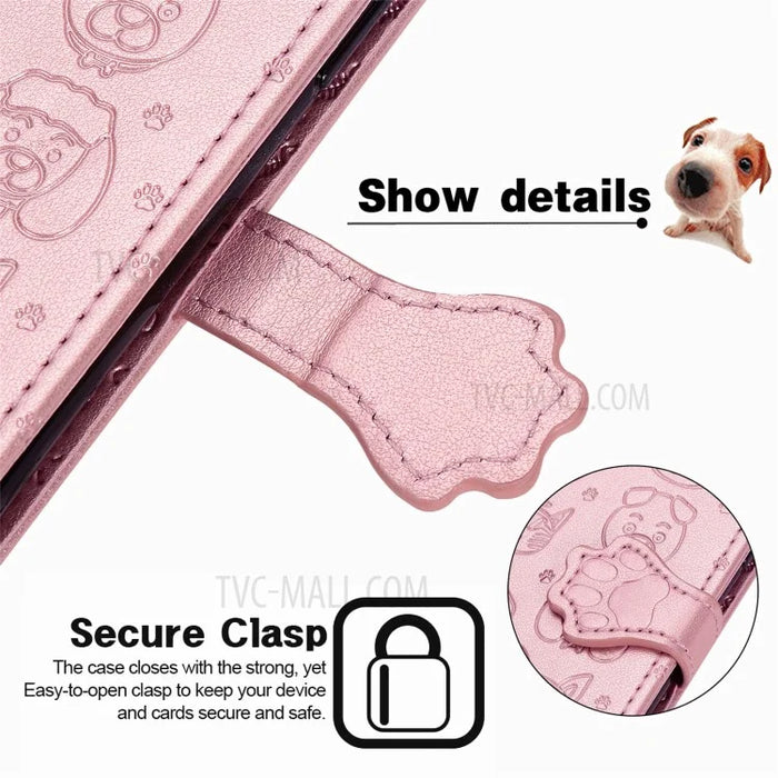 Imprinting Cat Dog Pattern Design Magnetic Leather Stand Case for iPhone 11 6.1-inch - Rose Gold - 5