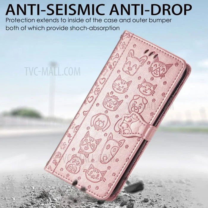 Imprinting Cat Dog Pattern Design Magnetic Leather Stand Case for iPhone 11 6.1-inch - Rose Gold - 7