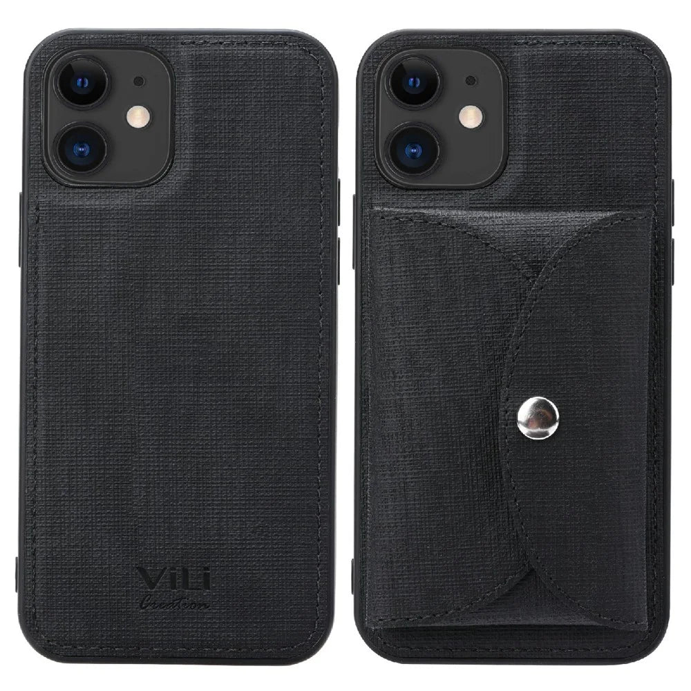 VILI T Series Detachable Magnetic Absorption Wallet Leather Skin TPU Back Case for iPhone 12 mini 5.4 inch - Black - 1