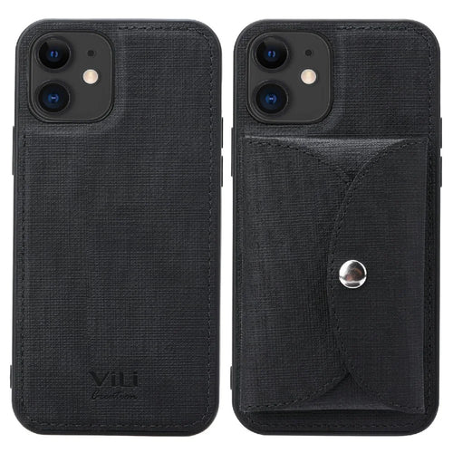 VILI T Series Detachable Magnetic Absorption Wallet Leather Skin TPU Back Case for iPhone 12 mini 5.4 inch - Black - 1