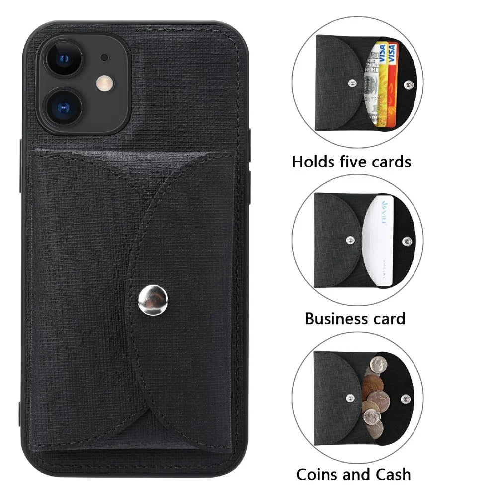 VILI T Series Detachable Magnetic Absorption Wallet Leather Skin TPU Back Case for iPhone 12 mini 5.4 inch - Black - 4