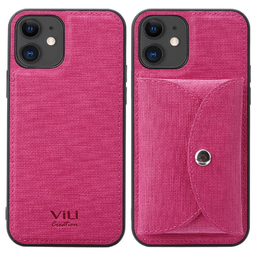 VILI T Series Movable Magnetic Absorption Wallet Leather Coated TPU Phone Case for iPhone 12 Pro / 12 6.1 inch - Rose - 1