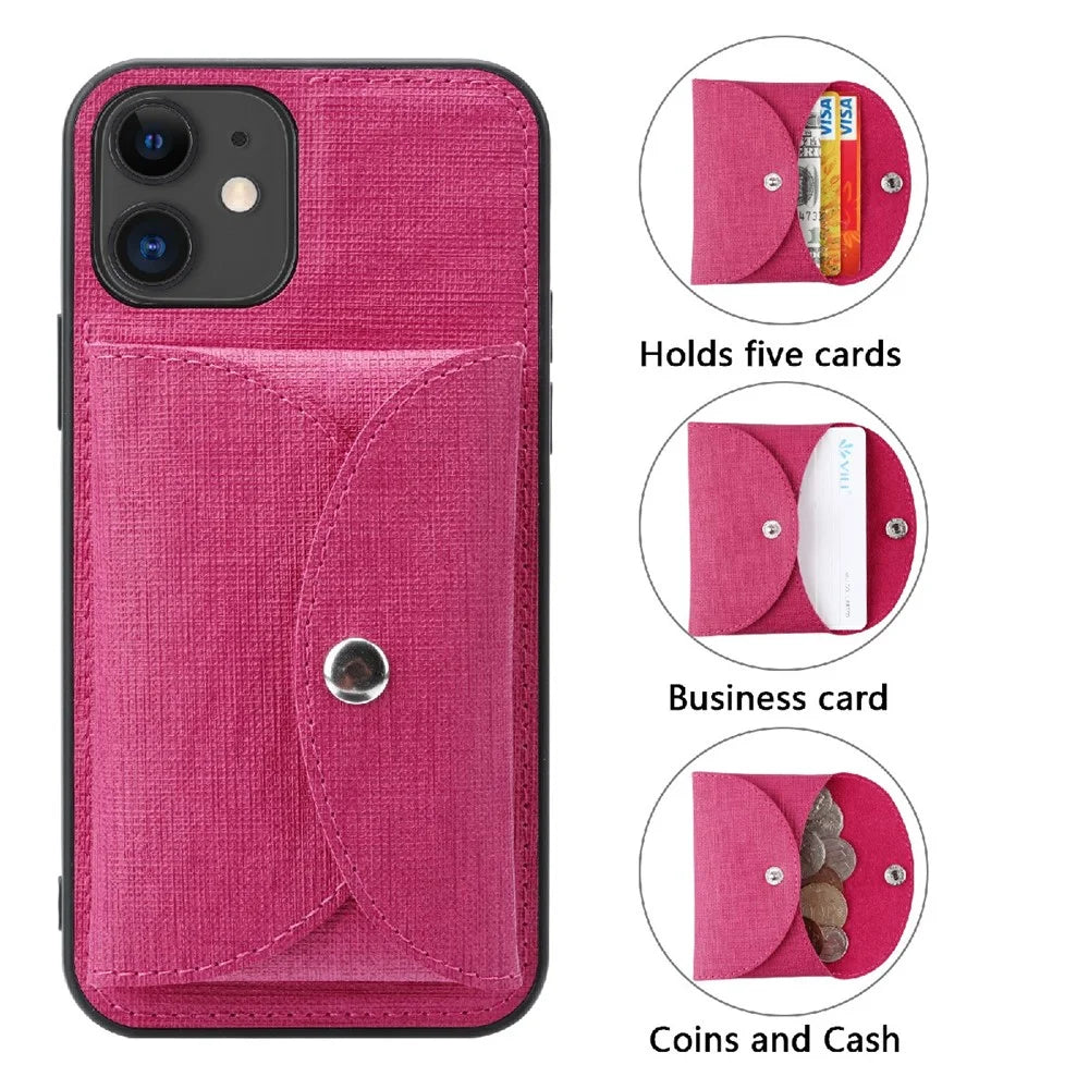 VILI T Series Movable Magnetic Absorption Wallet Leather Coated TPU Phone Case for iPhone 12 Pro / 12 6.1 inch - Rose - 4
