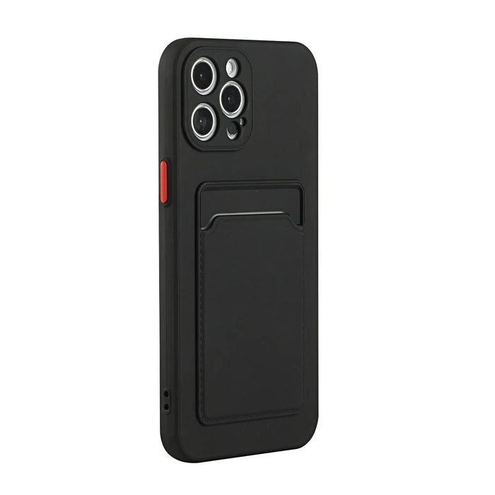Well-Protected Soft TPU Phone Case Cover with Card Slot for iPhone 12/12 Pro - Black - 4