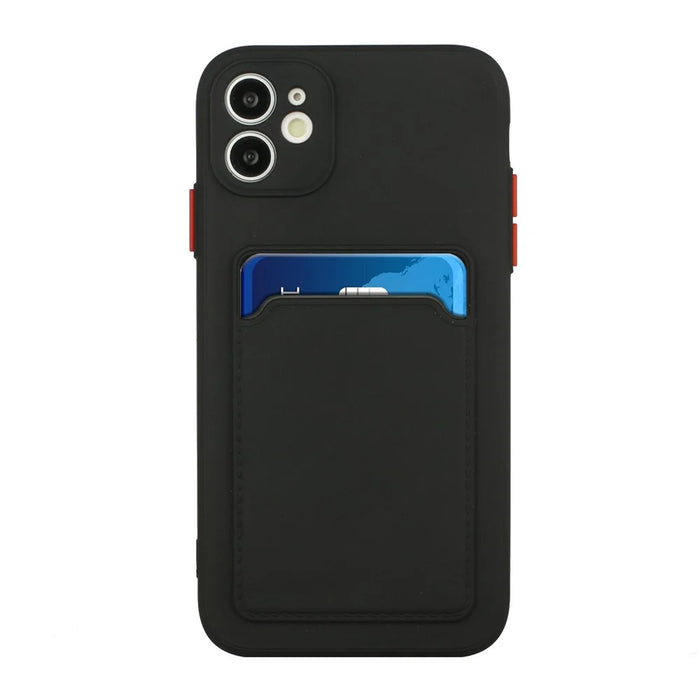 Flexible TPU Phone Case Cover with Card Slot for iPhone 12 mini - Black - 2