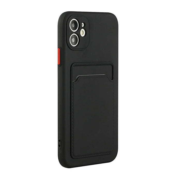 Flexible TPU Phone Case Cover with Card Slot for iPhone 12 mini - Black - 4