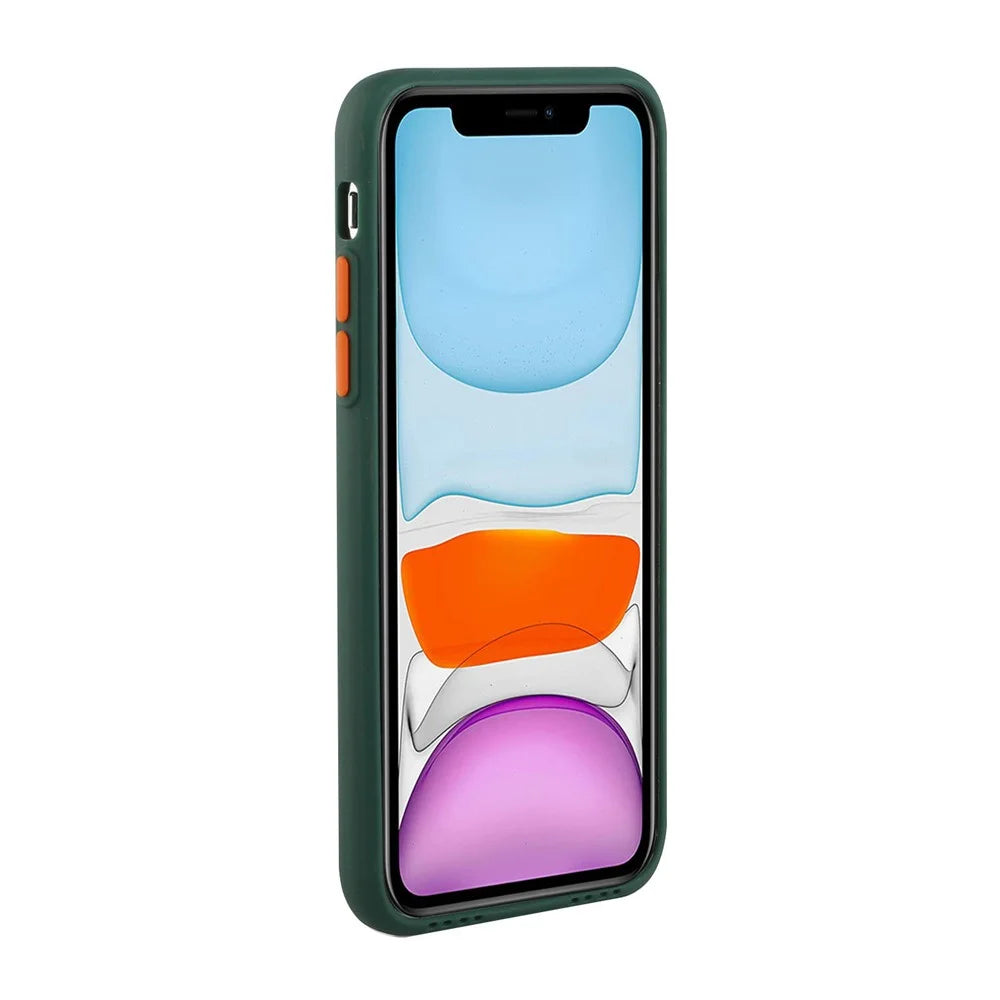 Soft TPU Protective Case Cover Built In Card Slot for iPhone 12 - Dark Green - 3