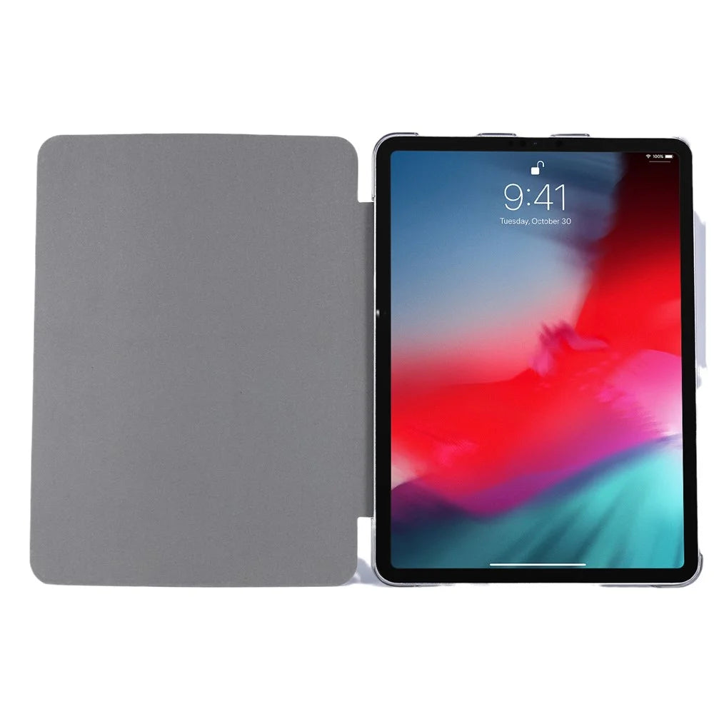 Silk Texture Tri-fold Stand PU Leather Tablet Smart Case Cover Shell for iPad Pro 12.9-inch (2021) - Dark Blue - 6