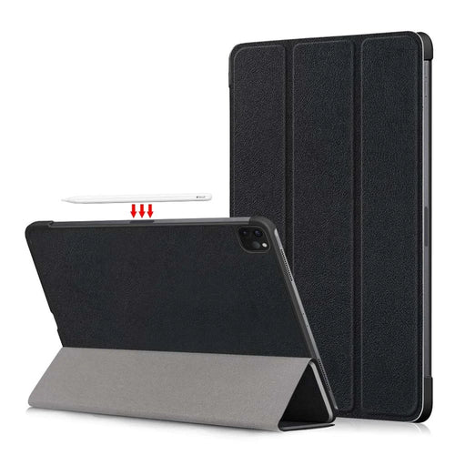Tablet PU Leather Case Tri-fold Stand Case for iPad Pro 11-inch (2021) / (2020) / (2022) / Air (2020) / Air (2022) - Black - 1