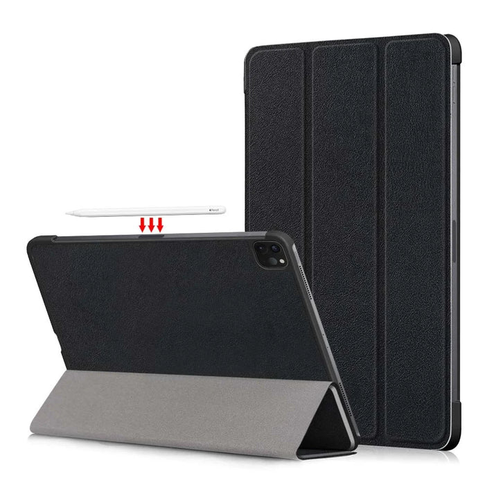 Tablet PU Leather Case Tri-fold Stand Case for iPad Pro 11-inch (2021) / (2020) / (2022) / Air (2020) / Air (2022) - Black - 1