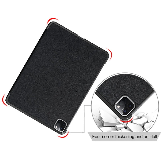 Tablet PU Leather Case Tri-fold Stand Case for iPad Pro 11-inch (2021) / (2020) / (2022) / Air (2020) / Air (2022) - Black - 7
