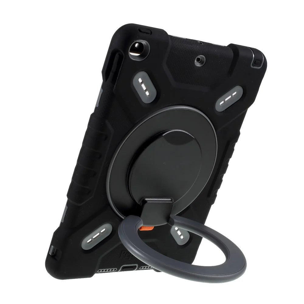 PEPKOO For iPad 9.7-inch (2017) / (2018) 360 Degree Swivel Kickstand Tablet Case PC + Silicone Cover with Anti-Dust Plug - Black - 2