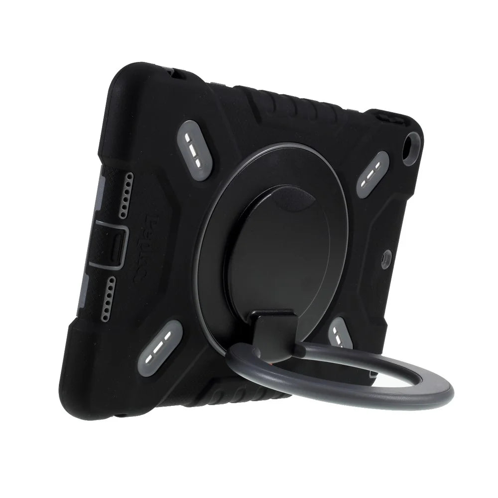 PEPKOO For iPad 9.7-inch (2017) / (2018) 360 Degree Swivel Kickstand Tablet Case PC + Silicone Cover with Anti-Dust Plug - Black - 3