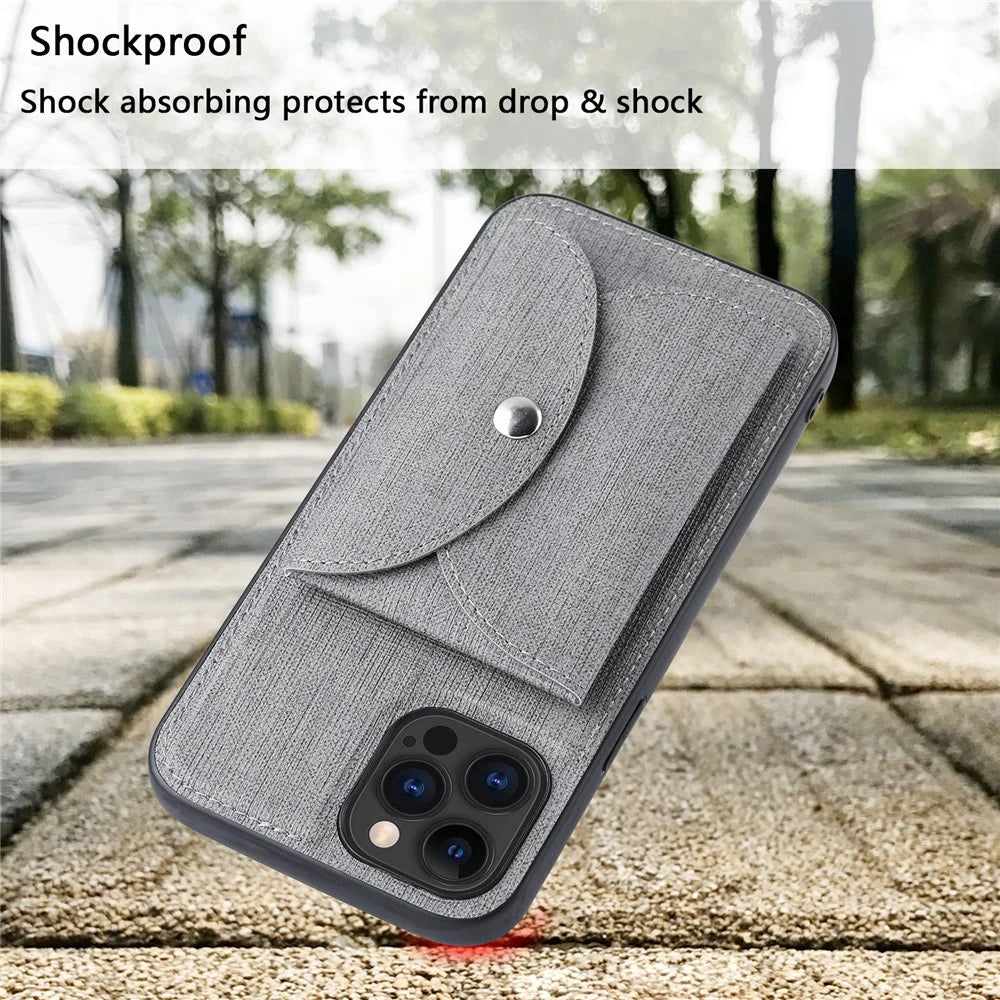 VILI T Series for iPhone 12 Pro Max Leather Coated TPU Phone Case Movable Magnetic Absorption Back Cover with Card Holder - Grey - 6