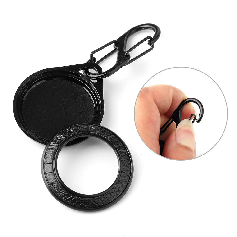 Crocodile Texture PU Leather Case Hard PC Sleeve Anti-lost Cover Shell with Keychain for Apple AirTag - Black - 6