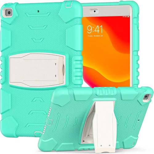 Impact Resistant PC + Silicone Tablet Cover with Kickstand for iPad 10.2 (2021)/(2020)/(2019) - Mint Green - 1