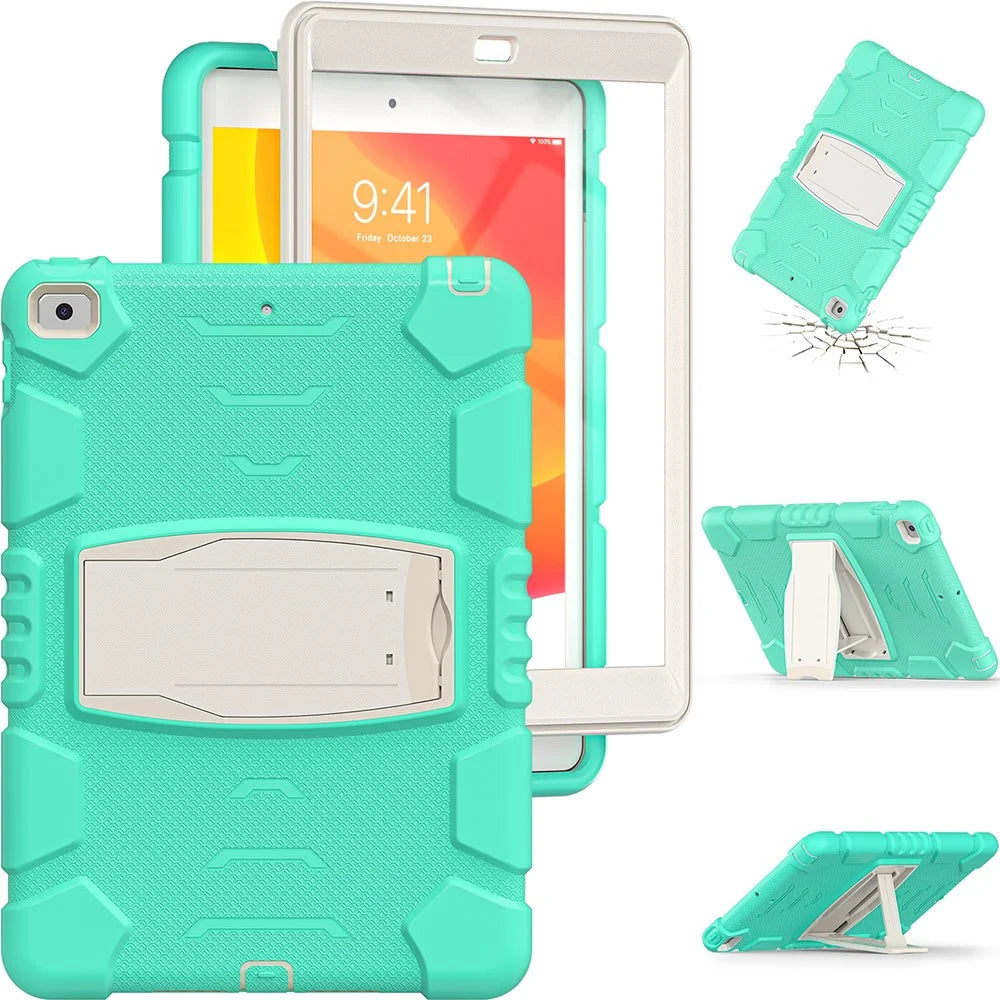 Impact Resistant PC + Silicone Tablet Cover with Kickstand for iPad 10.2 (2021)/(2020)/(2019) - Mint Green - 3