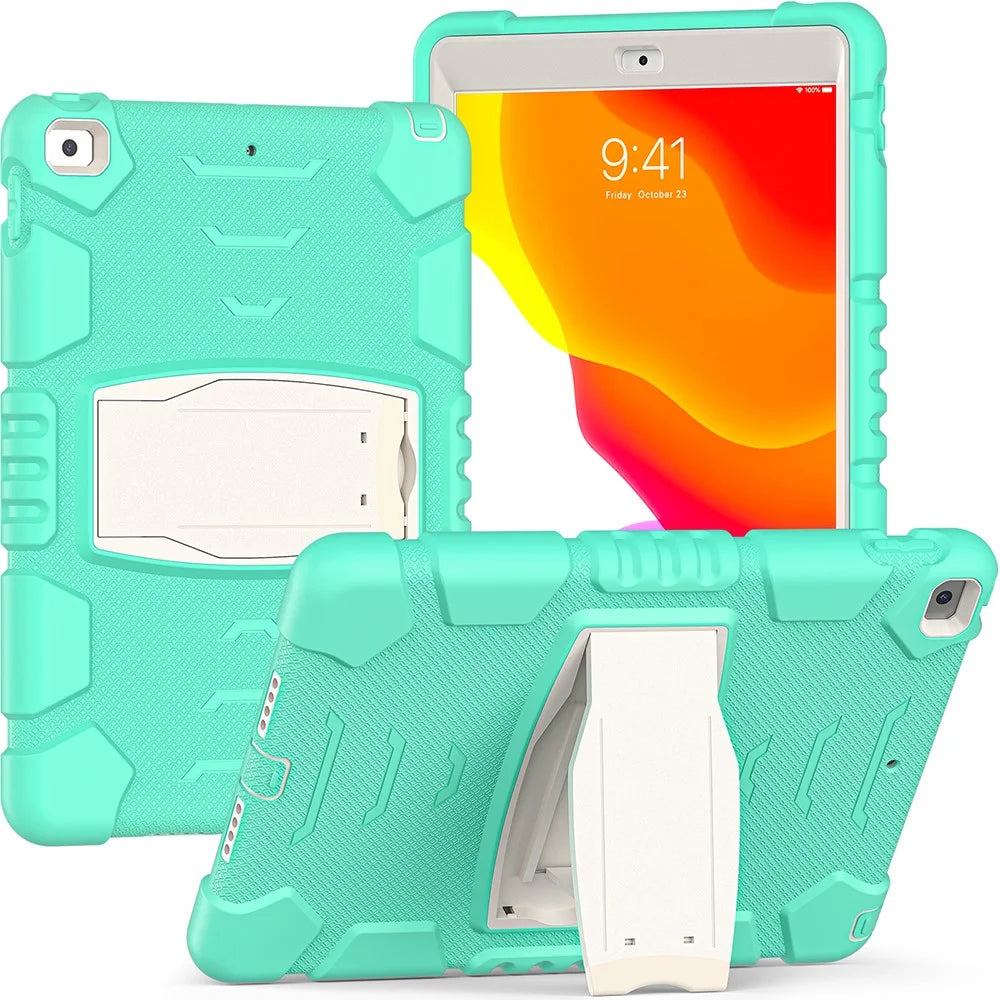 Impact Resistant PC + Silicone Tablet Cover with Kickstand for iPad 10.2 (2021)/(2020)/(2019) - Mint Green - 4