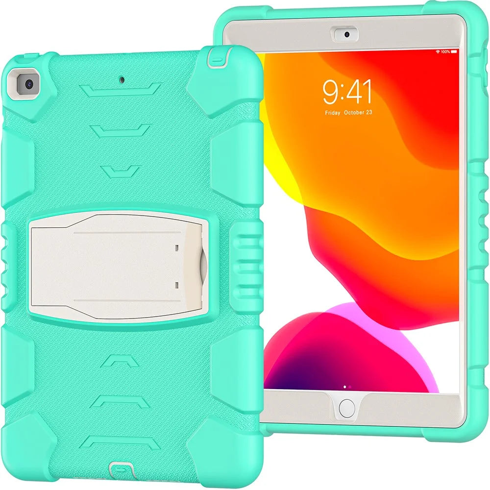 Impact Resistant PC + Silicone Tablet Cover with Kickstand for iPad 10.2 (2021)/(2020)/(2019) - Mint Green - 5