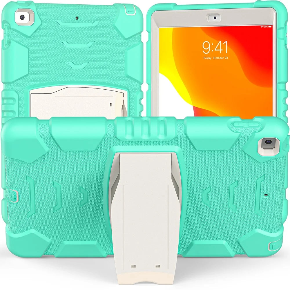 Impact Resistant PC + Silicone Tablet Cover with Kickstand for iPad 10.2 (2021)/(2020)/(2019) - Mint Green - 6